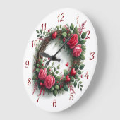 バラリースと赤いハート ラージ壁時計 (傾斜)