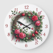 バラリースと赤いハート ラージ壁時計 (正面)