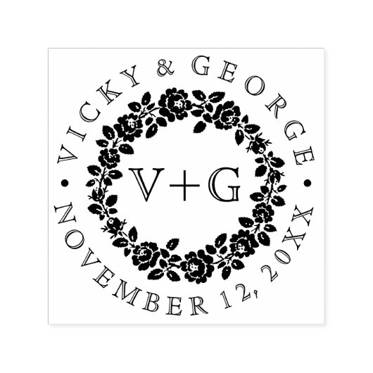 バラリース白黒フローラ結婚 セルフインキングスタンプ (デザイン)