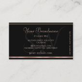 バラレッドエレガントゴールデングリッターイニシャルブラック 名刺 (裏面)