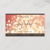 バラレッドエレガントゴールデングリッターイニシャルブラック 名刺 (正面)