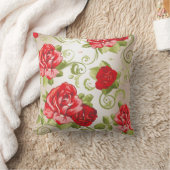 バラレッドパール緑魔法ガーデンフラワーズ クッション (ブランケット)