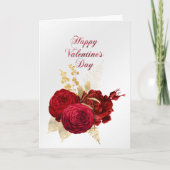 バラレッド金ゴールドブーケチケットバレンタイン シーズンカード (正面)