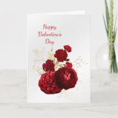 バラレッド金ゴールドブーケフローラバレンタイン シーズンカード (正面)