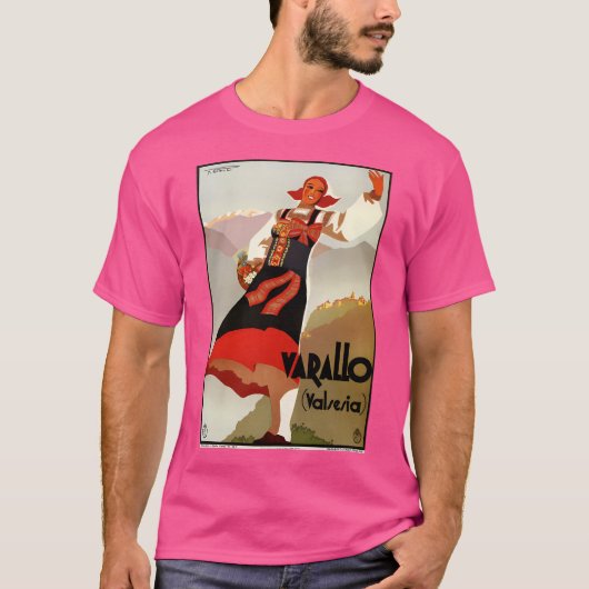 バラロイタリアンアルプス夏の旅行広告ローカルガール Tシャツ (正面)