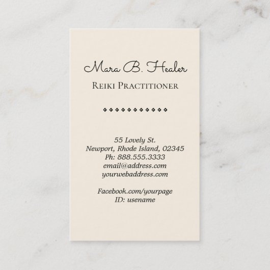 *~*バラロータスハートニルヴァーナヨガマッサージ霊気 名刺 (裏面)