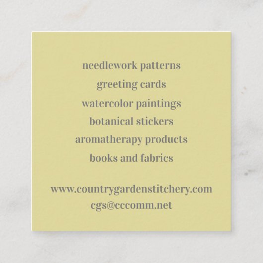 バラワイルドフラワーリース水彩植物学 スクエア名刺 (裏面)