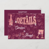 バラワインスターボトル&グリッターグラス結婚ズ エンクロージャーカード (正面/裏面)