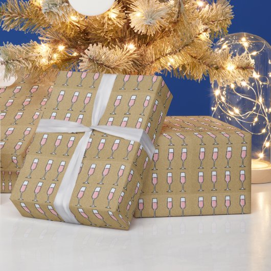 バラワインパターン金ゴールド ラッピングペーパー (クリスマス)