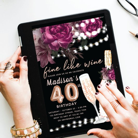 バラワインラグジュアリー40th誕生日招待状 招待状