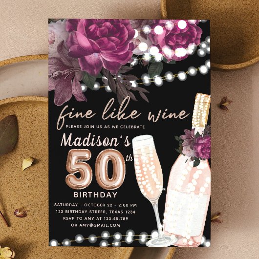 バラワインラグジュアリー50th誕生日招待状 招待状