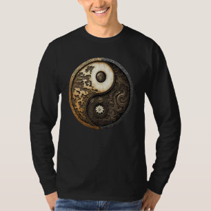 バランスと調和 陰陽シンボル 花 自然 Tシャツ