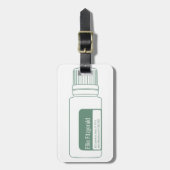バランスのティール(緑がかった色)の精油のボトル ラゲッジタグ (正面縦)