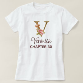 バランスの取れたバラの誕生日ギフト Letter V モノグラム Tシャツ