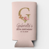 バランスの取れたバラのLetter Gモノグラム スリム缶クーラー (裏面)