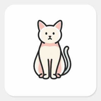 バランスの取れたミニマルキャット - モダンでかわいいイラスト スクエアシール