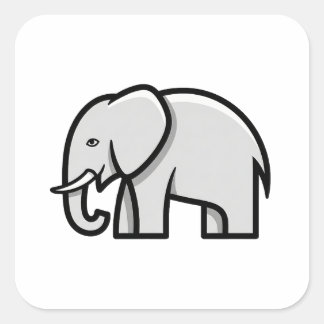 バランスの取れたミニマル象イラスト スクエアシール