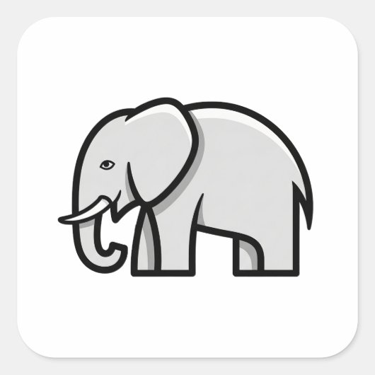 バランスの取れたミニマル象イラスト スクエアシール (正面)