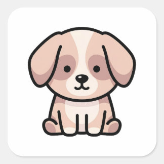 バランスの取れたミニマル ドッグ - モダンで可愛いイラスト スクエアシール