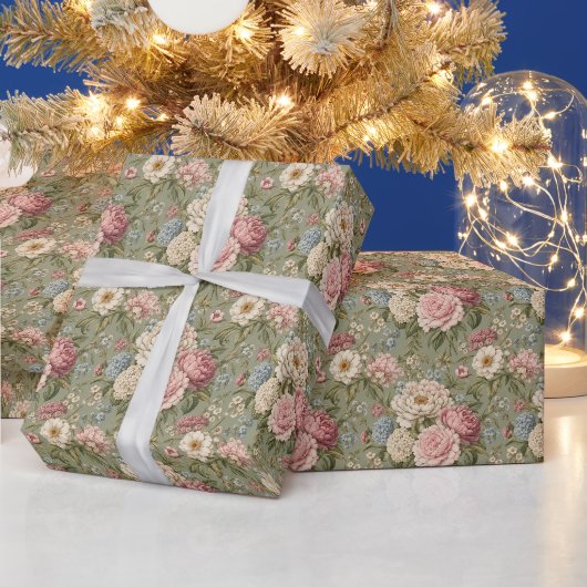 バランスの取れたヴィンテージの植物学の花束 ラッピングペーパー (クリスマス)