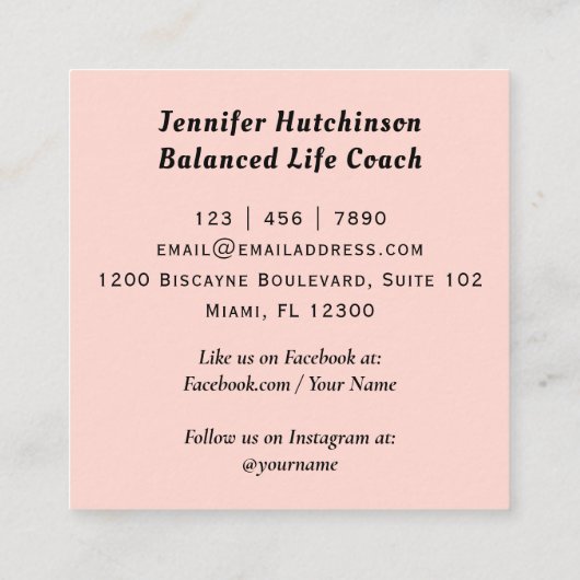 バランスの取れた生活コーチウェルネス スクエア名刺 (裏面)