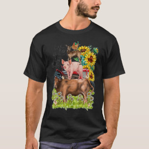 バランスの取れた生活 動物の農場 牛 豚 ヤギ 鳥 Tシャツ