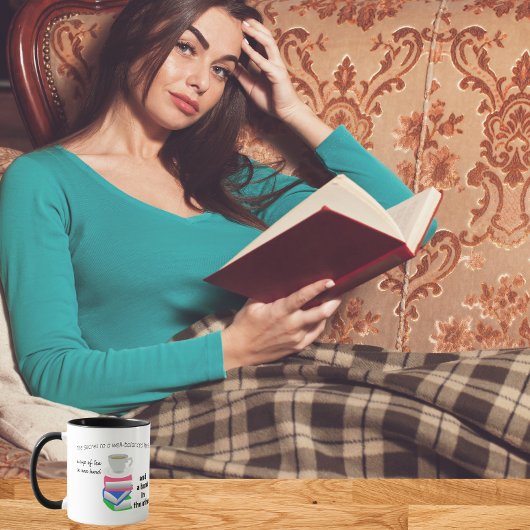 バランスの取れた生活、紅茶、本の秘密 マグカップ