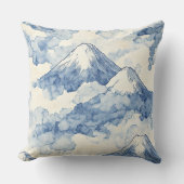 バランスの取れた青と白の山の雪 クッション (正面)