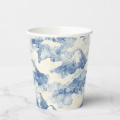 バランスの取れた青と白の山の雪 紙コップ (左)