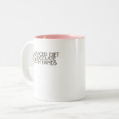 バランスの取れた食事は両方の手のチョコレートです ツートーンマグカップ (正面左)