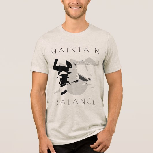 「バランスの維持」前向きメッセージ（灰色） トライブレンドＴシャツ (正面)