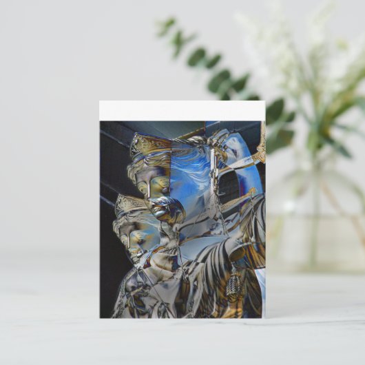 バランスの良いレディ・ジャスティスはかりで測 ポストカード (スタンド正面)