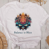 "バランスは至福"ヴィンテージカラフル蓮の花 Tシャツ