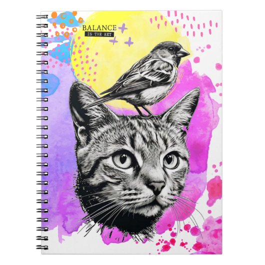 バランスは鍵- Cat + Bird | ノートブックのジャーナル ノートブック (正面)
