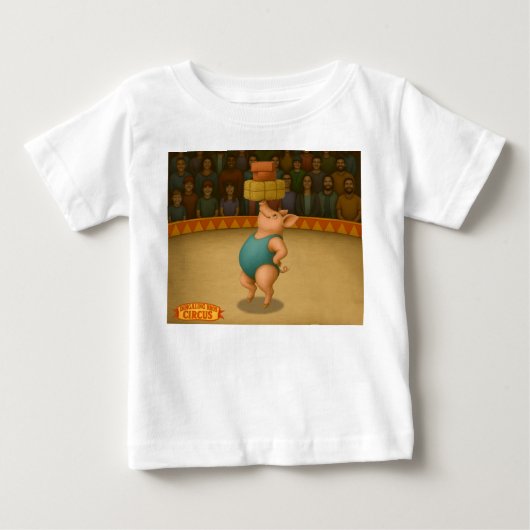 バランスをとるペトラのピッグ ベビーTシャツ (正面)