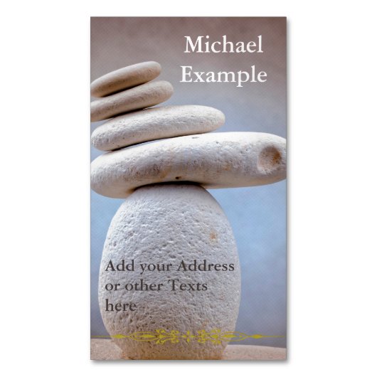 バランスをとる石の正方形 + あなたの文字及びアイディア マグネット名刺 (正面縦)