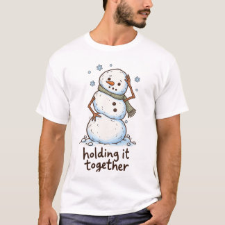 バランスを保つ - 笑える雪だるまの冬のユーモア Tシャツ