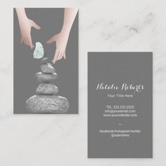 バランスストーンズバタフライヒーリングハンズヘルススパ 名刺 (正面/裏面)