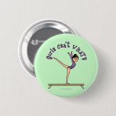 バランスビーム上の軽女性体操選手 缶バッジ (正面&裏面)