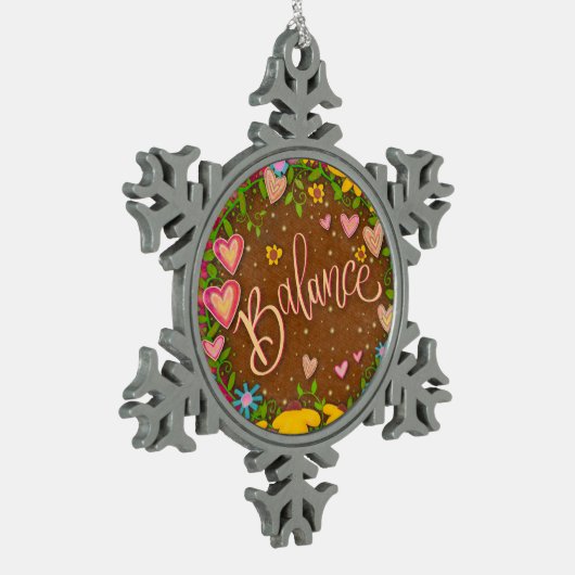 バランスブラウンフローラかわいらし刺激 スノーフレークピューターオーナメント (左)