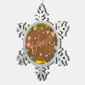 バランスブラウンフローラかわいらし刺激 スノーフレークピューターオーナメント (右)