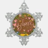 バランスブラウンフローラかわいらし刺激 スノーフレークピューターオーナメント (正面)