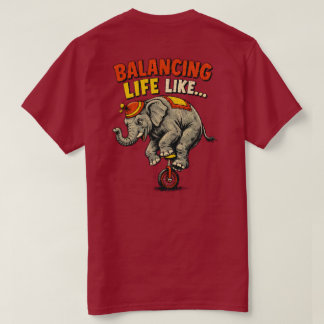 バランス芸のような... ユニークなサーカスホイールデザイン Tシャツ