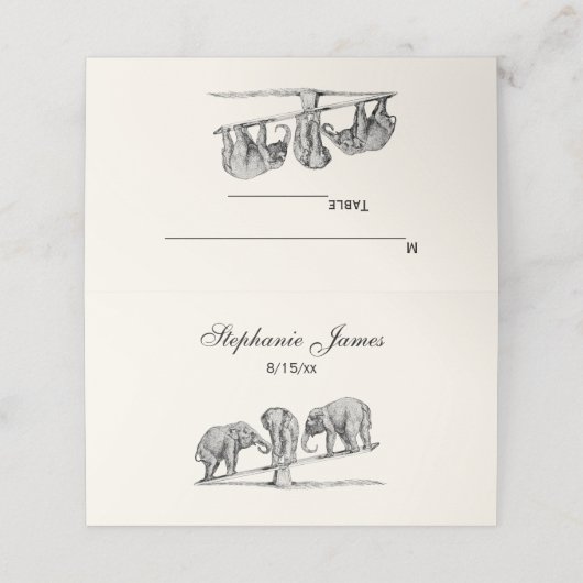 バランス象シーソープレイスエスコートカードアイボリー プレイスカード (外部開封)