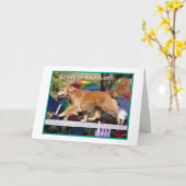 「バランス」のゴールデン・リトリーバーの敏捷のバースデー・カード カード (黄色い花)