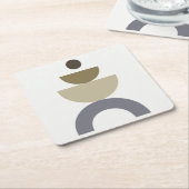 バランス – カラフルミッドセンチュリー幾何形状 スクエアペーパーコースター (アングル)