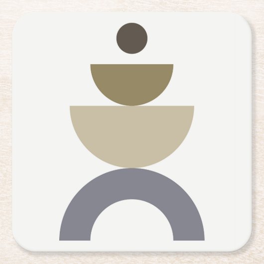 バランス – カラフルミッドセンチュリー幾何形状 スクエアペーパーコースター (正面)