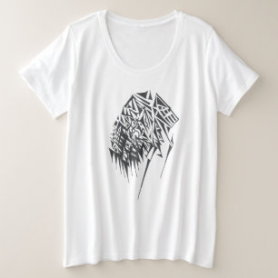 バランス ブラック ホワイト 抽象的 トライバル タトゥー アート プラスサイズTシャツ