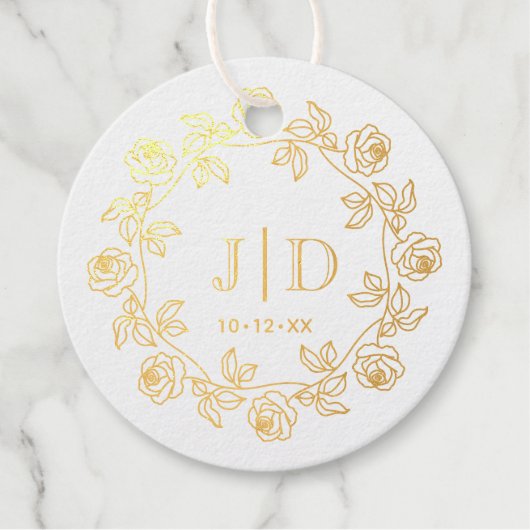 バラ二イニシャルモノグラム結婚CO2のリース フェイバータグ (正面)