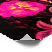 バラ付きナイチンゲール、ピンク明るい赤紫色ブラックイエロー ポスター (角)